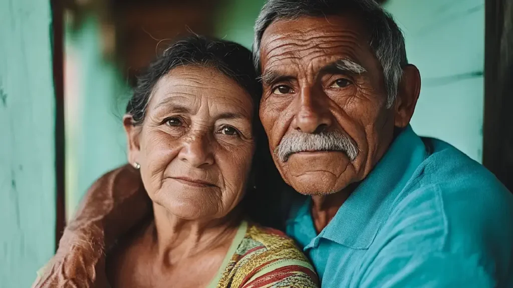 An older couple embraces, symbolizing love amid mesothelioma settlements in Indiana