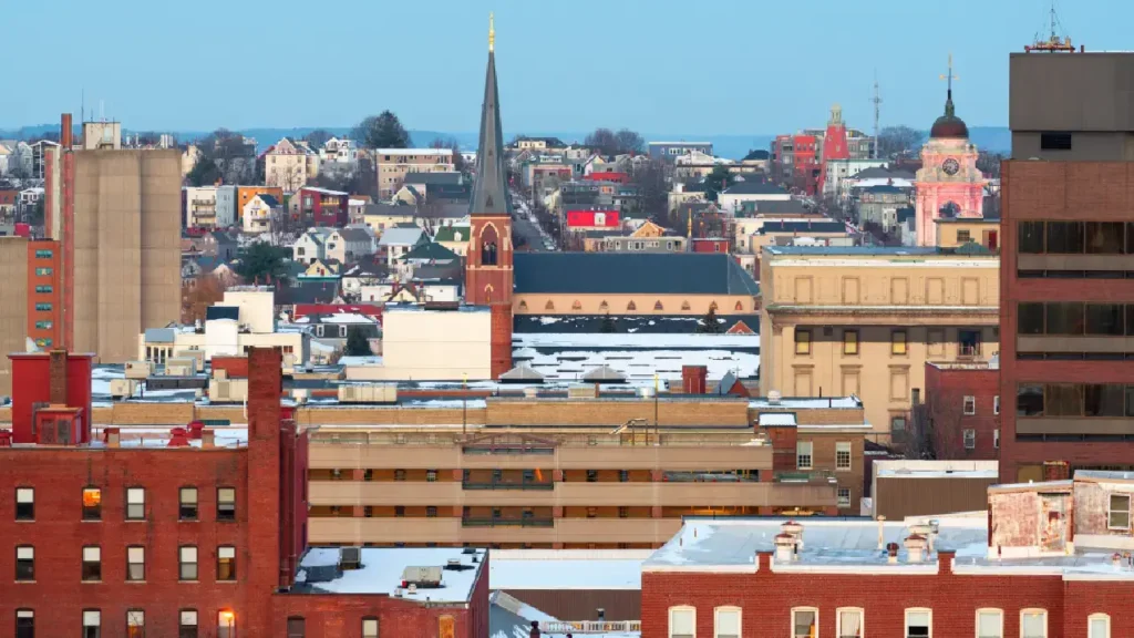 Aerial view of Portland's skyline and landscape