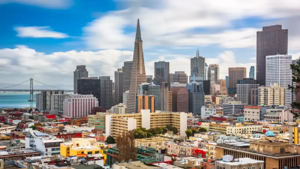 San Francisco skyline with potential for mesothelioma lawyer consultations nearby.