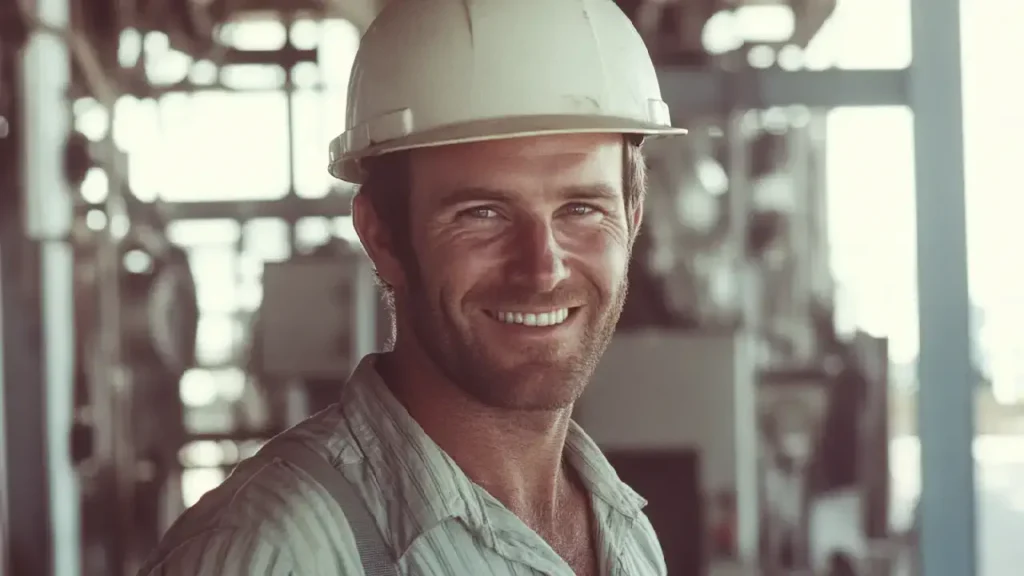 A smiling man in hard hat, symbolizing safety amid asbestos exposure in Annapolis