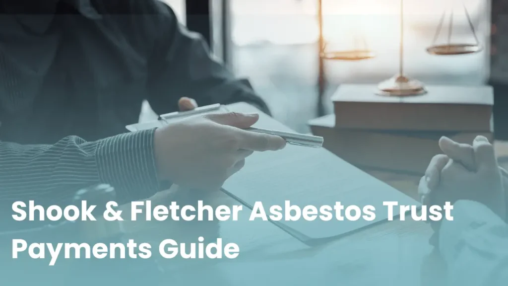 Legal documents and asbestos warning sign representing Shook & Fletcher Asbestos Lawsuit and Trust.