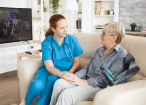Caregiver spending quiet time with loved one